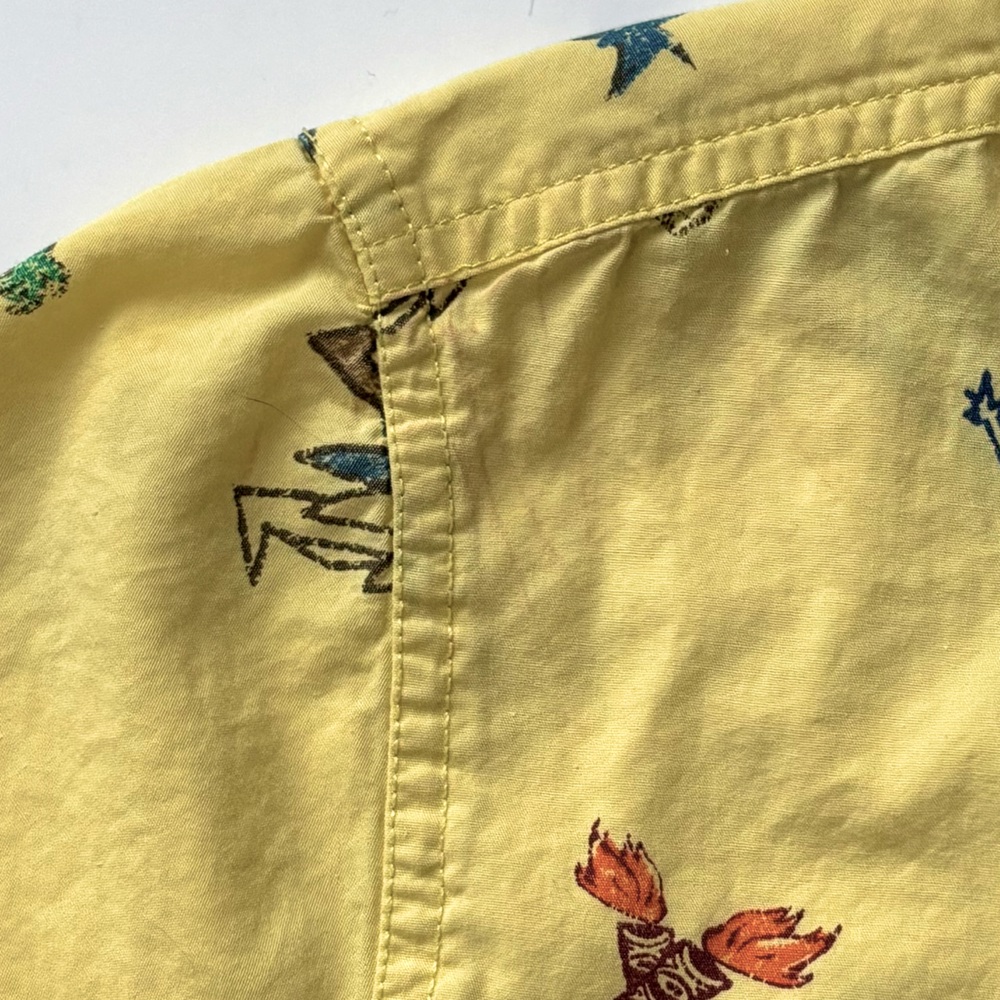 VTG Hang Ten Tiki Print Yellow Short Sleeve Button Down Summer Party Shirt Sz L - Picture 8 of 12